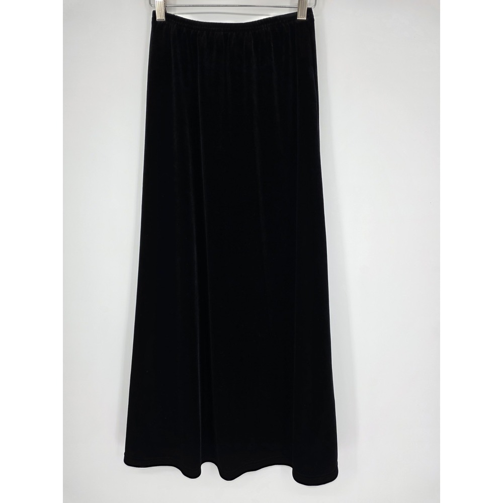 VTG 90's Y2K Jones New York Sport Petite Black Velvet Maxi Skirt Whimsygoth S